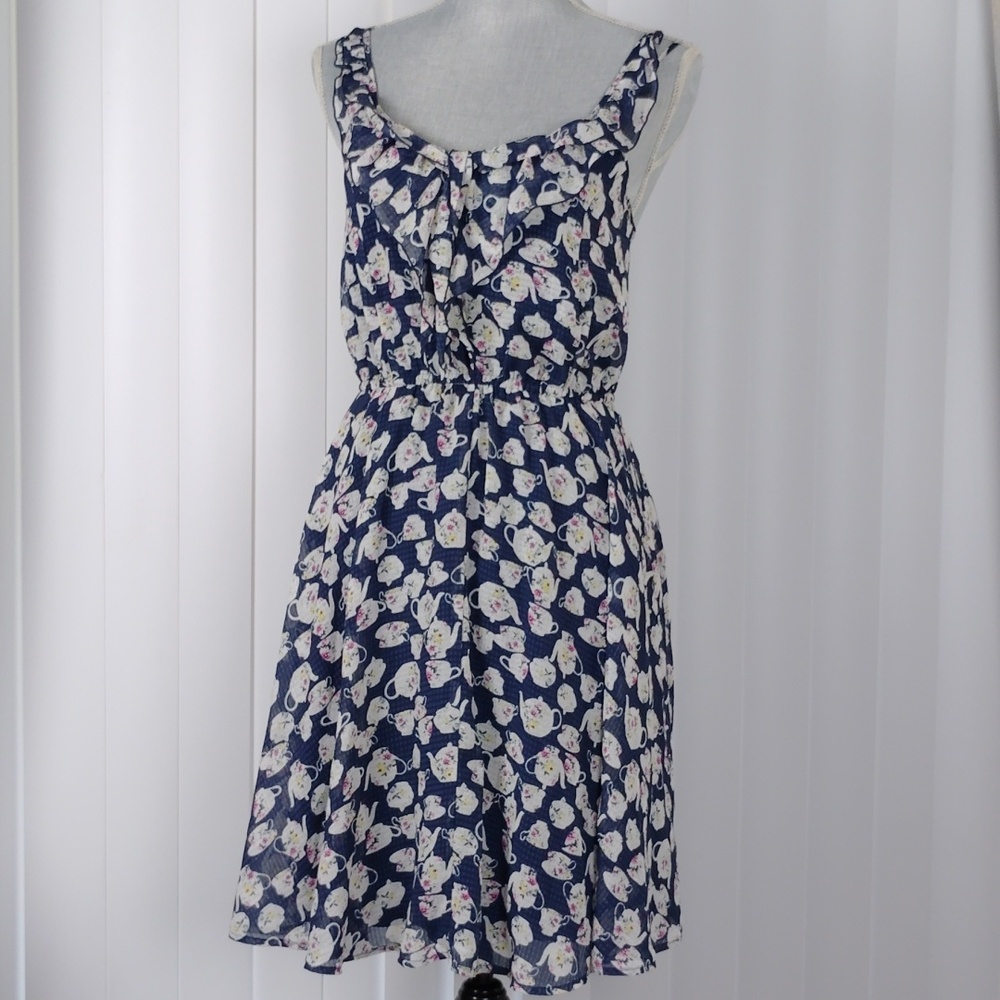 Disney Navy Floral Mini Dress - Picture 1 of 16